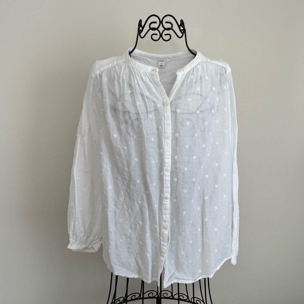 Old Navy White Textured Blouse